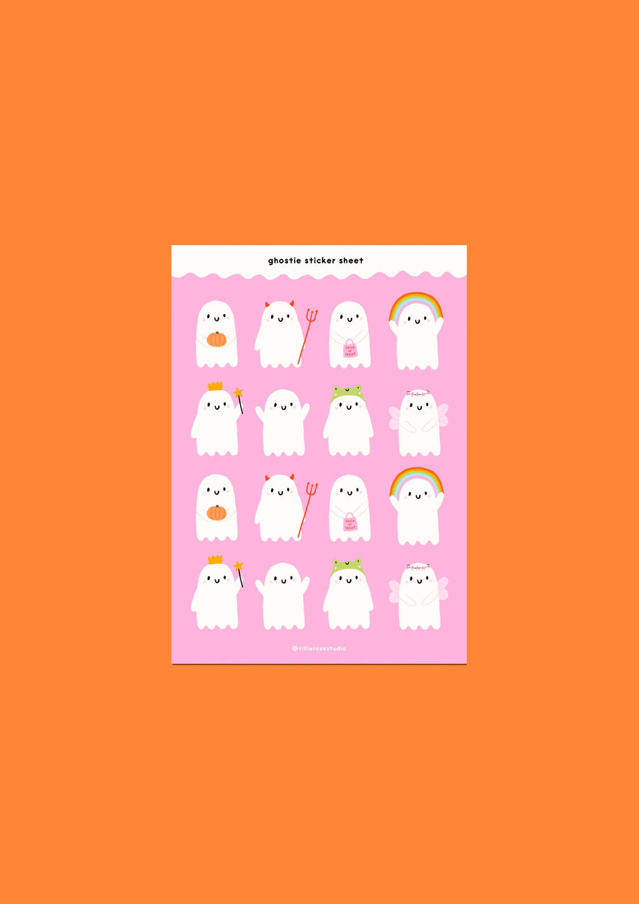 Ghosties Pink Sticker Sheet