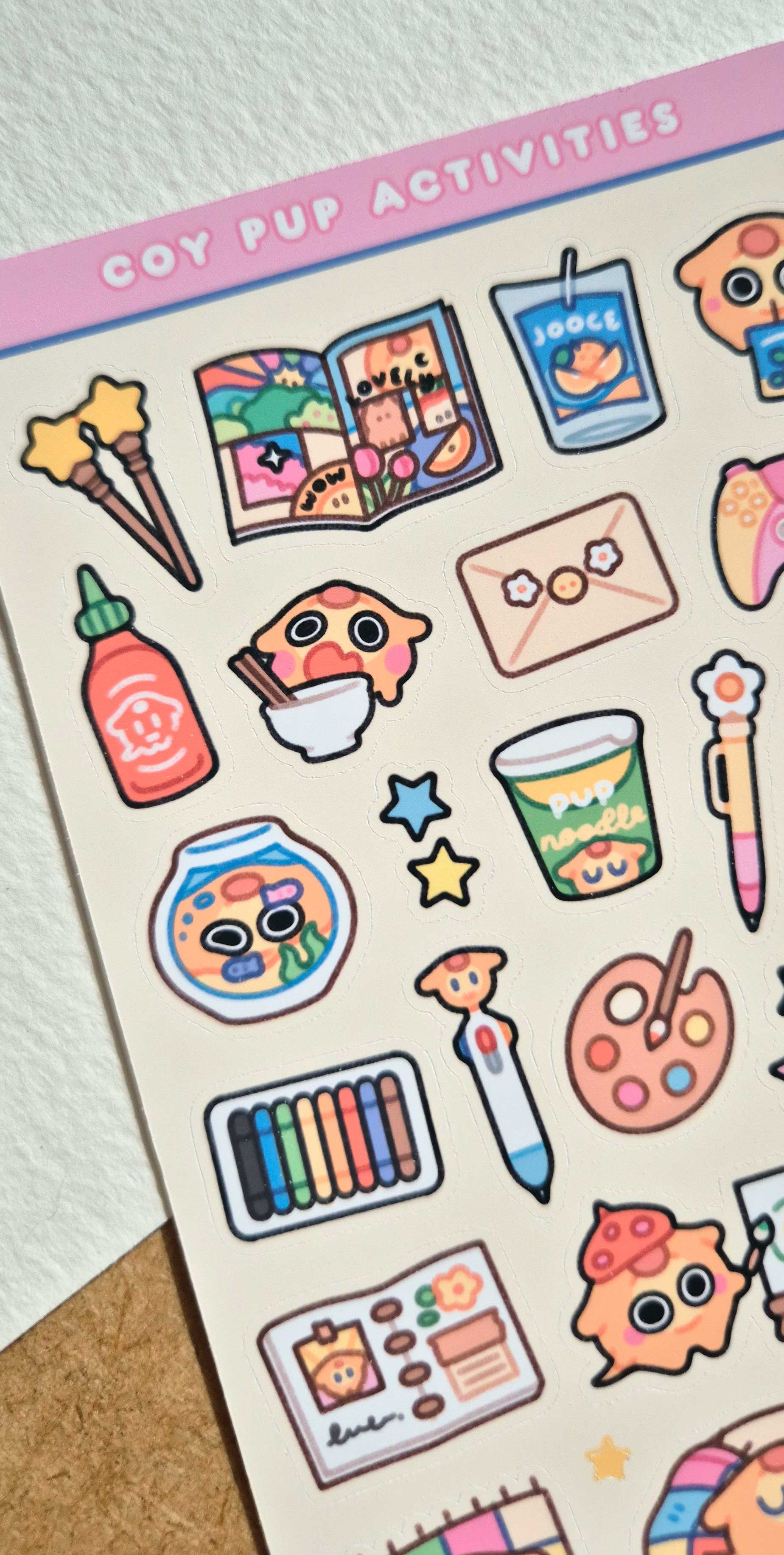 Coy Pup Activities Holographic Stickers