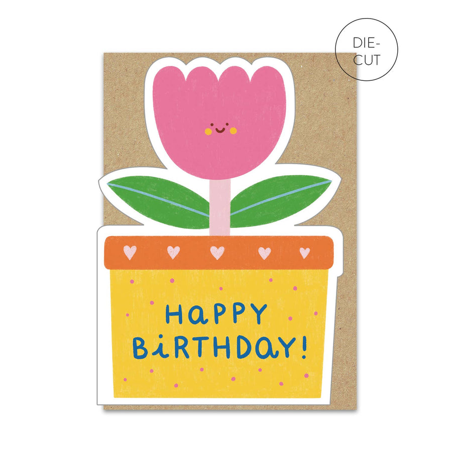 Pink Tulip Birthday Card