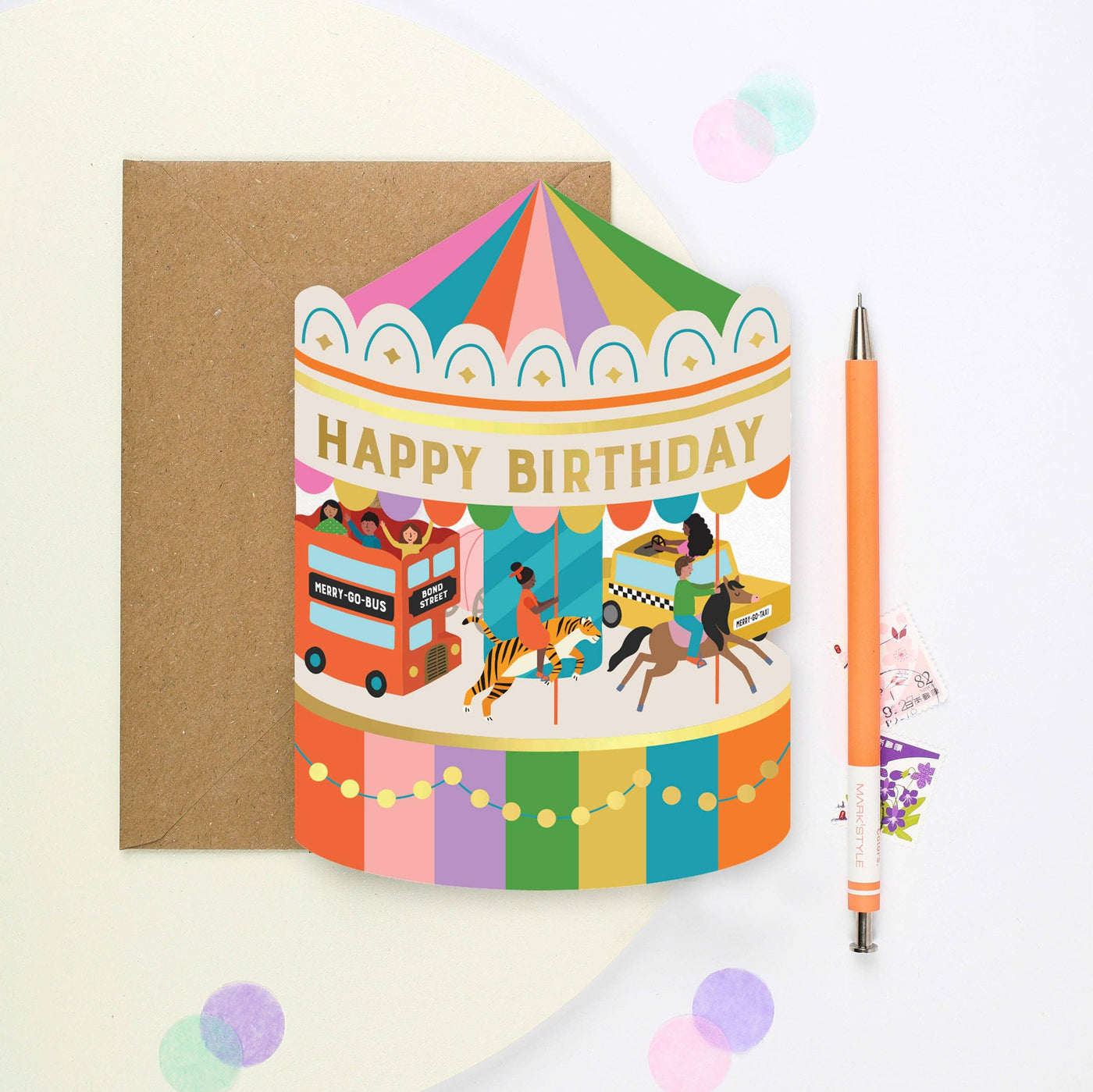 Fairground Carousel Birthday Card