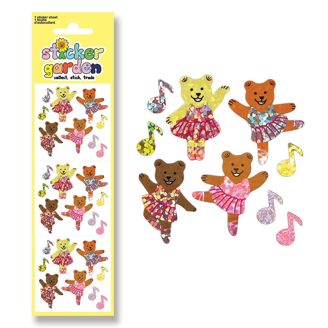 Ballerina Bears Holographic Stickers
