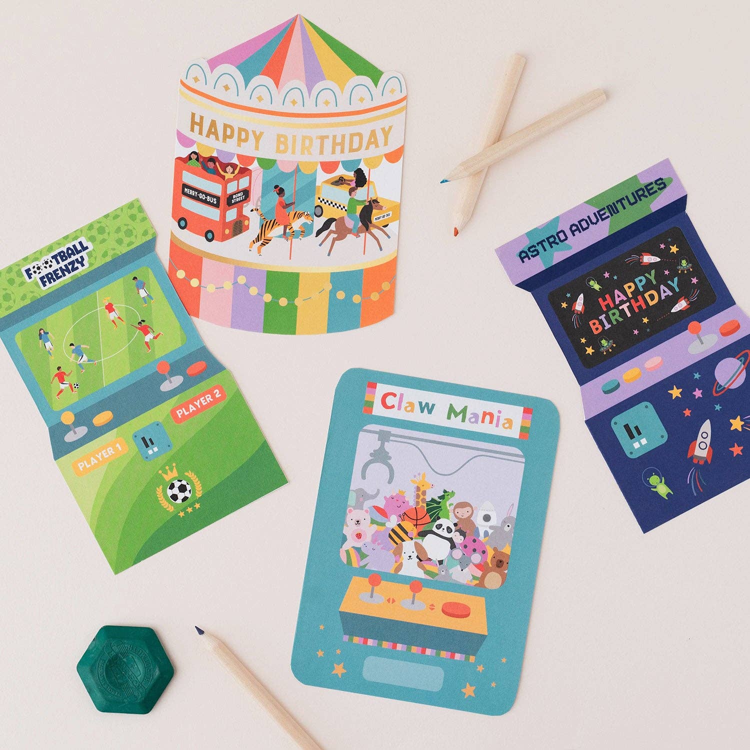 Astro Adventures Arcade Game Birthday Card