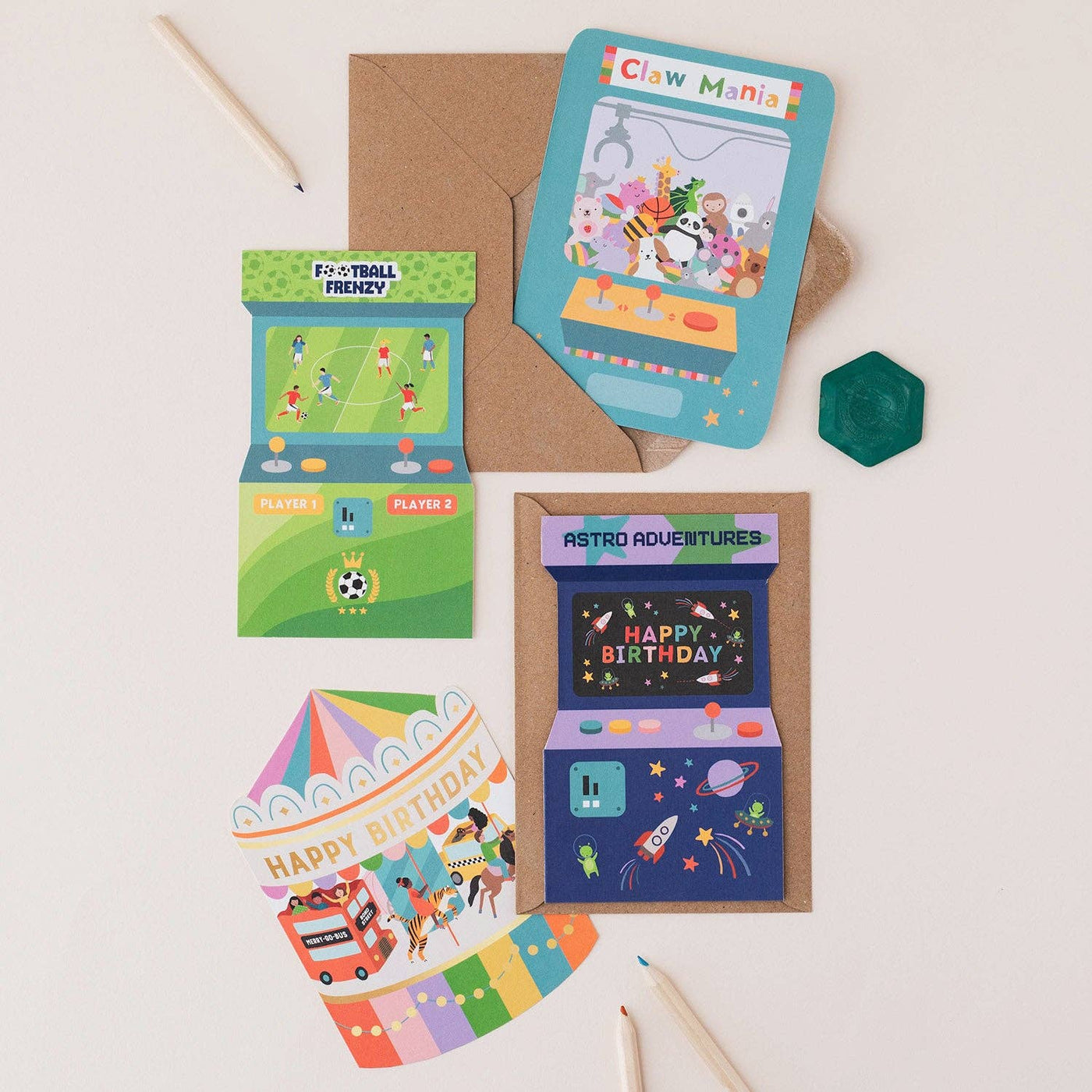 Astro Adventures Arcade Game Birthday Card