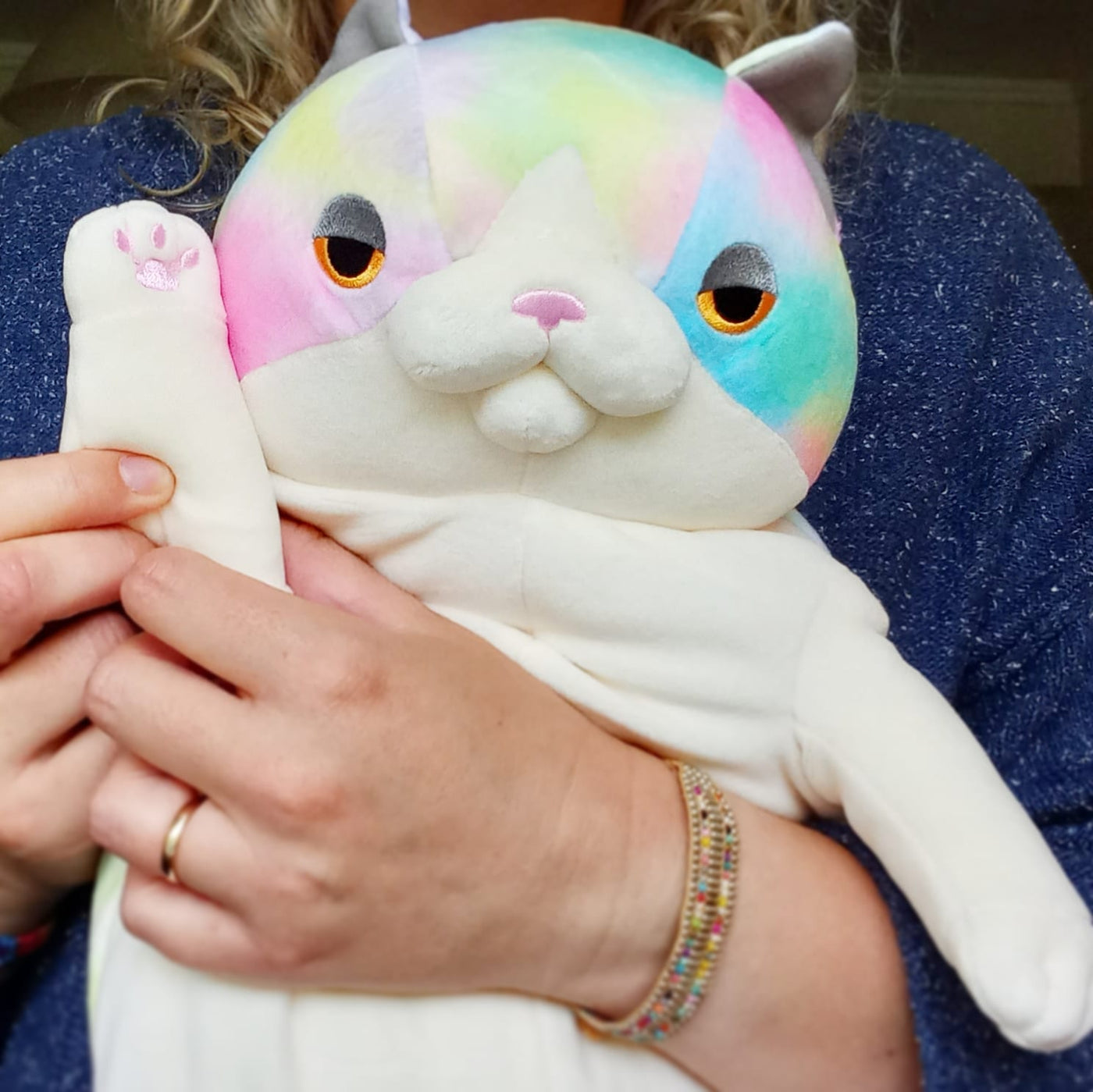 Large Rainbow Mochi Cat (42 cm)