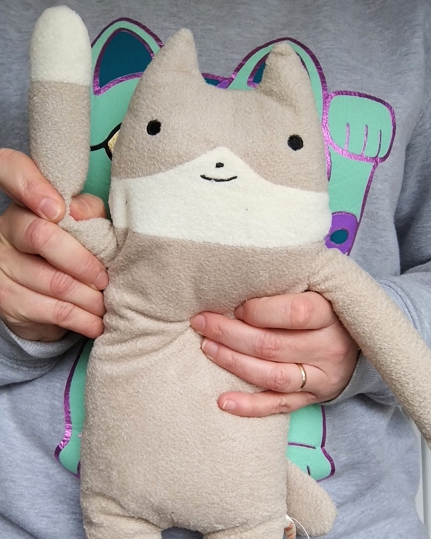 Fumofumo San Large Grey and White Cat (36cm)