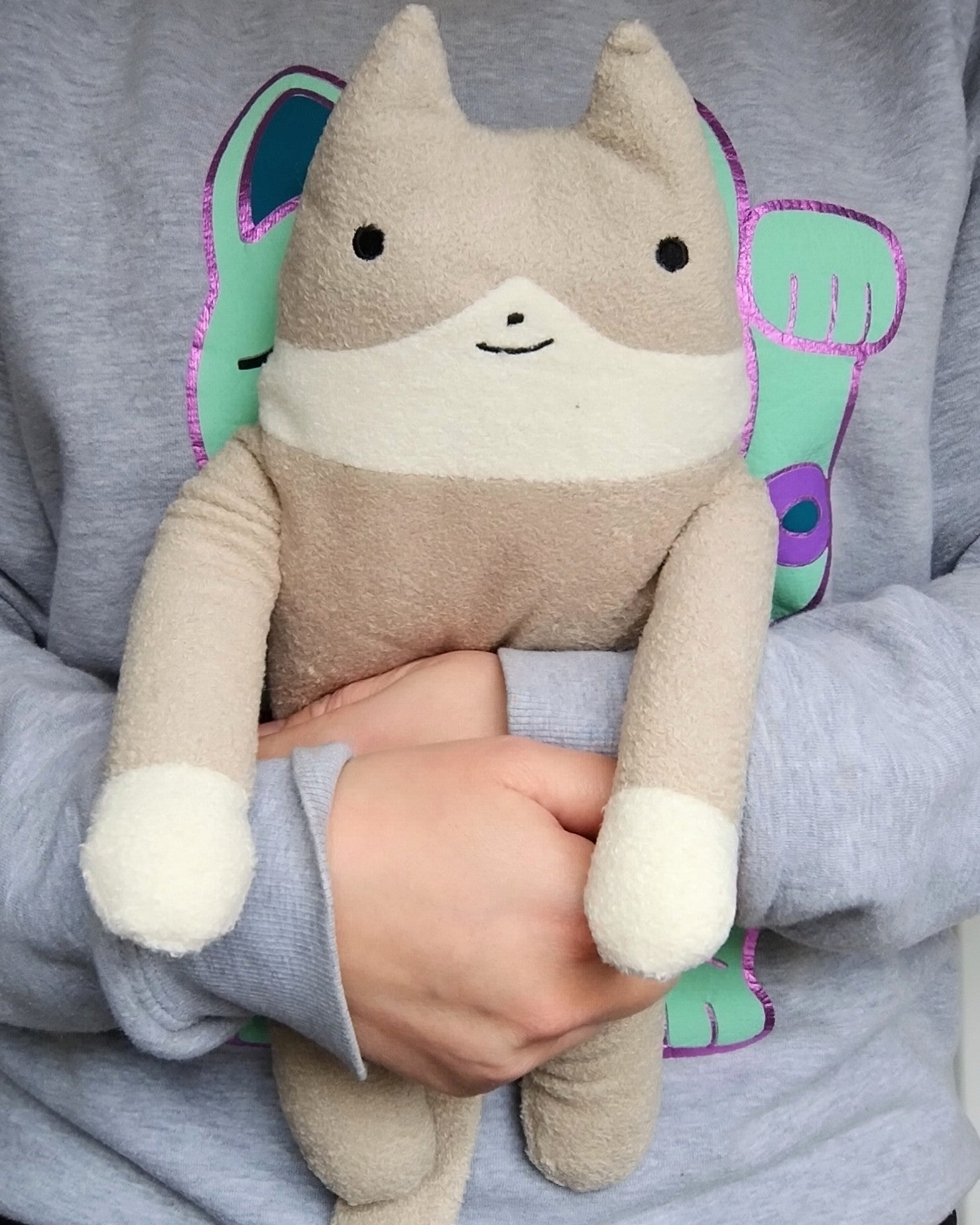Fumofumo San Large Grey and White Cat (36cm)