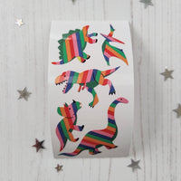 Rainbow Dinosaurs Stickers from the Roll