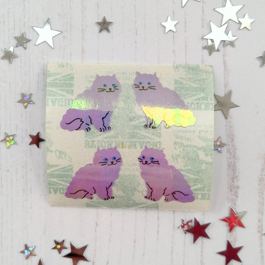 Purple Cat Shiny Stickers from the Roll