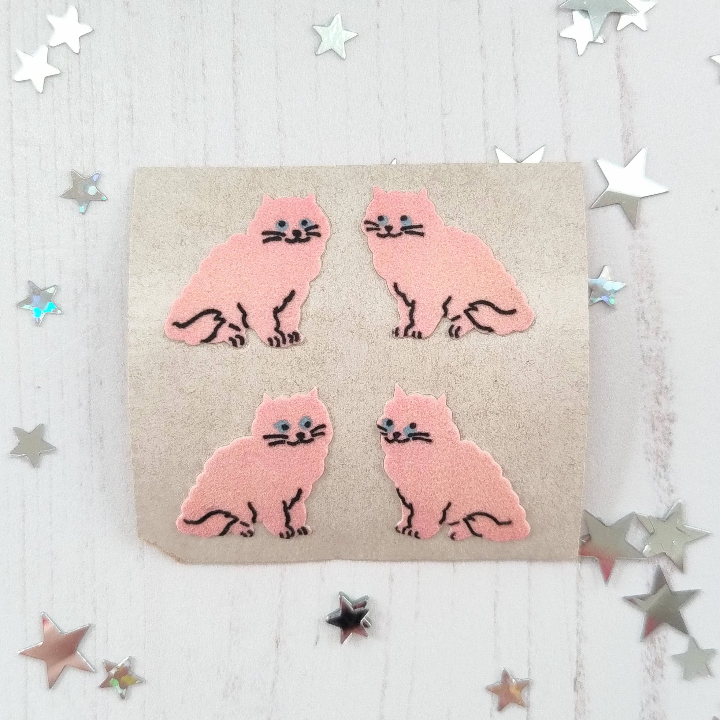 Pink Cat Stickers from the Roll