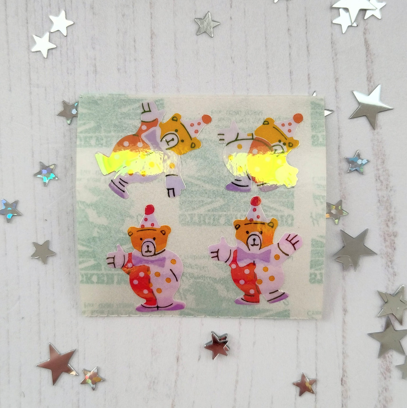 Teddy Clown Stickers from the Roll