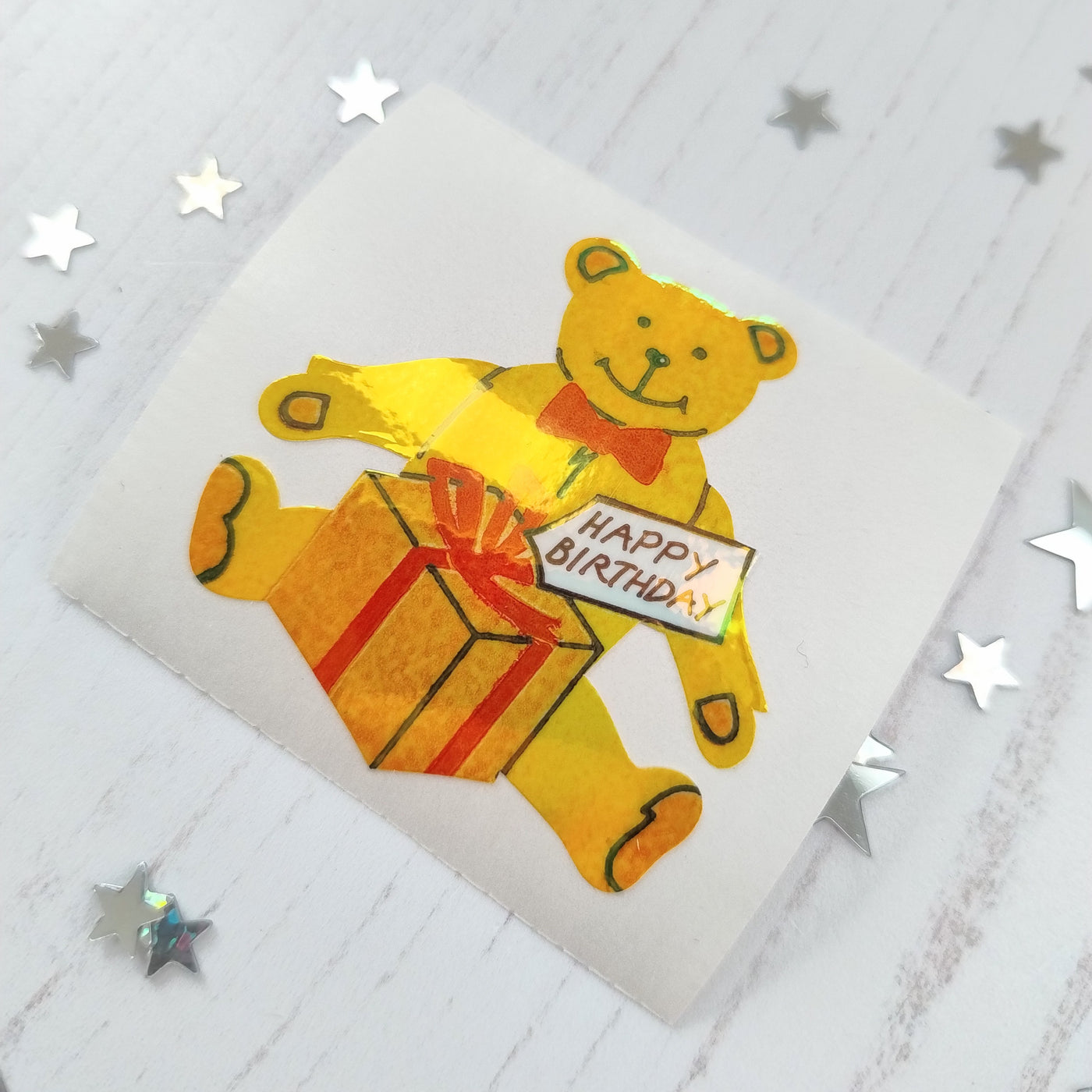 Birthday Bear Sticker from the Roll