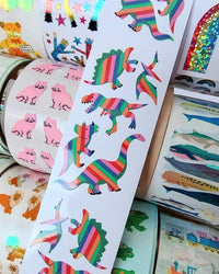 Rainbow Dinosaurs Stickers from the Roll