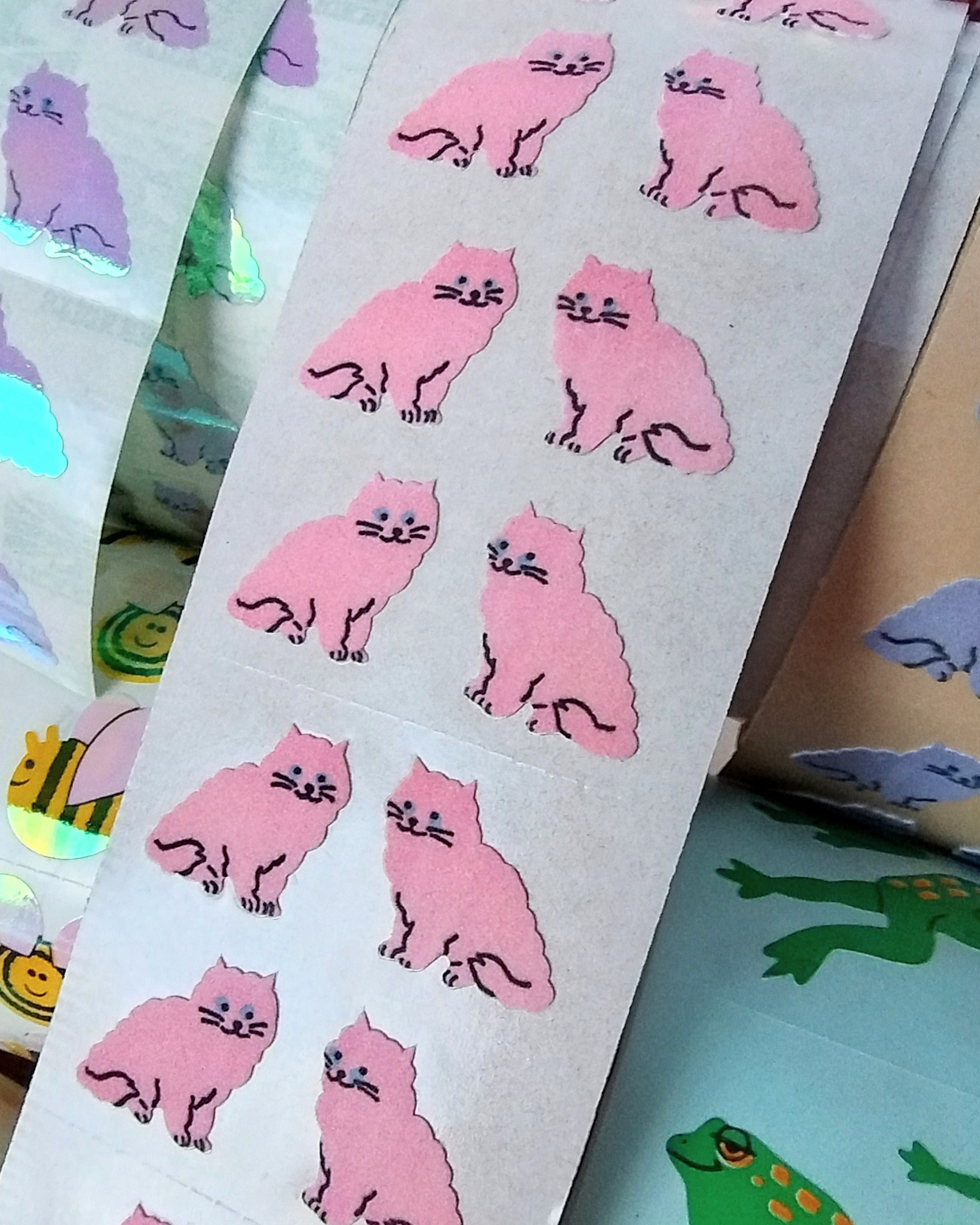 Pink Cat Stickers from the Roll