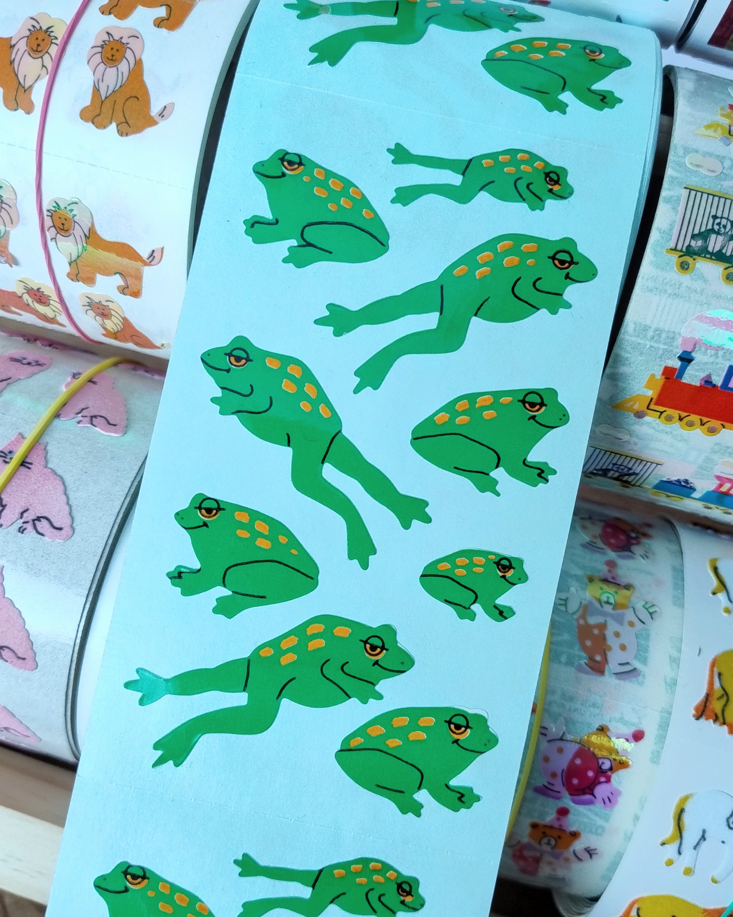 Lots of Frogs Stickers from the Roll
