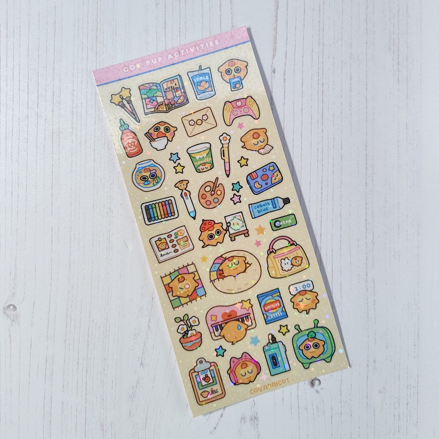 Coy Pup Activities Holographic Stickers