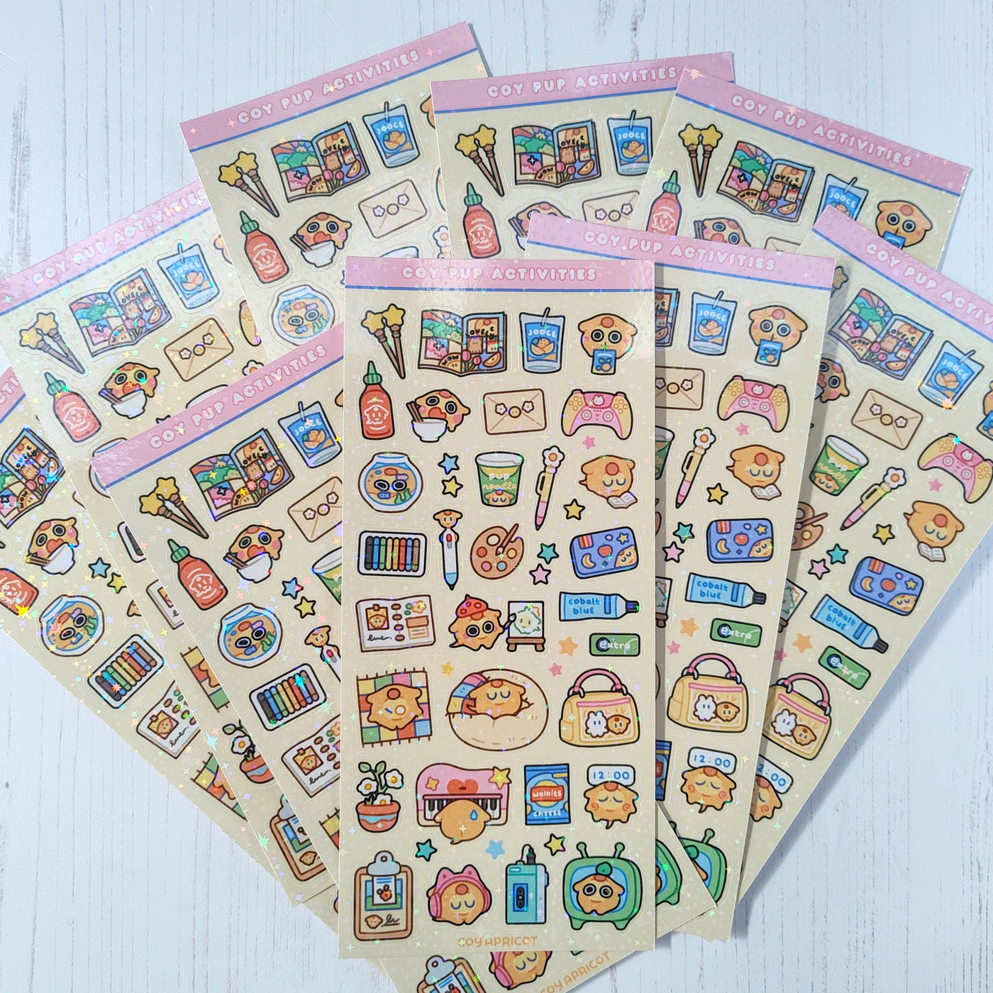 Coy Pup Activities Holographic Stickers
