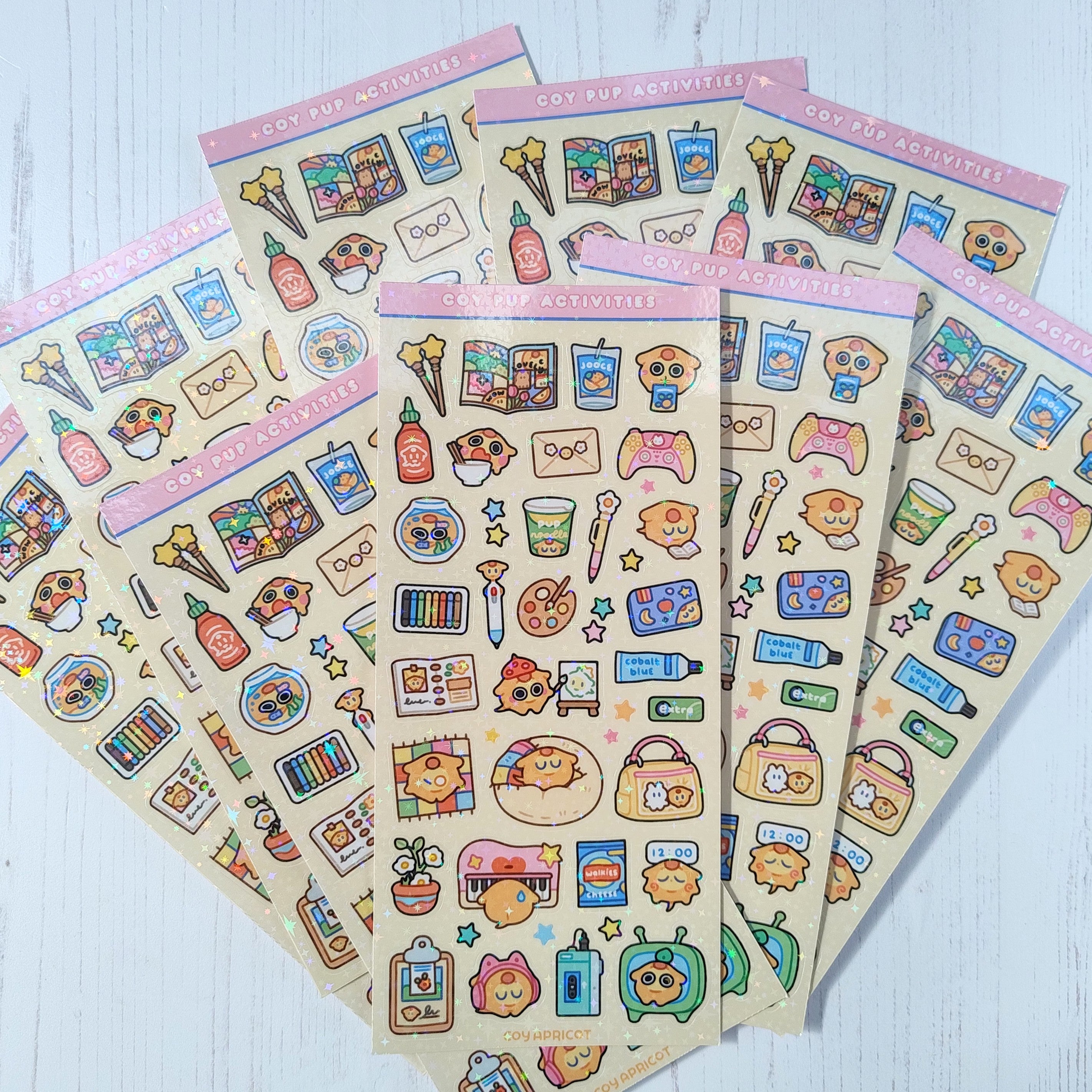 Coy Pup Activities Holographic Stickers