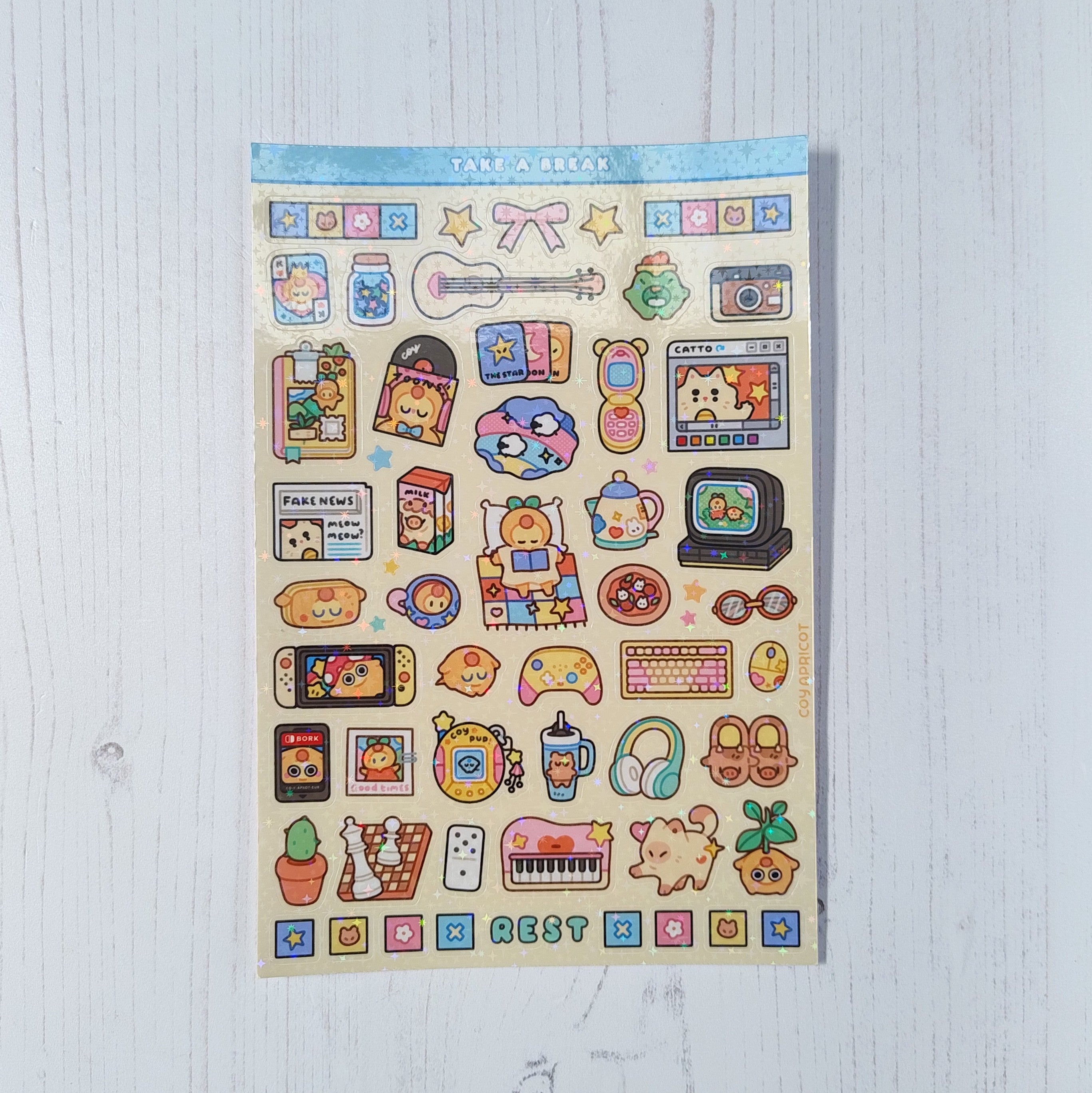 Take A Break Holographic Stickers