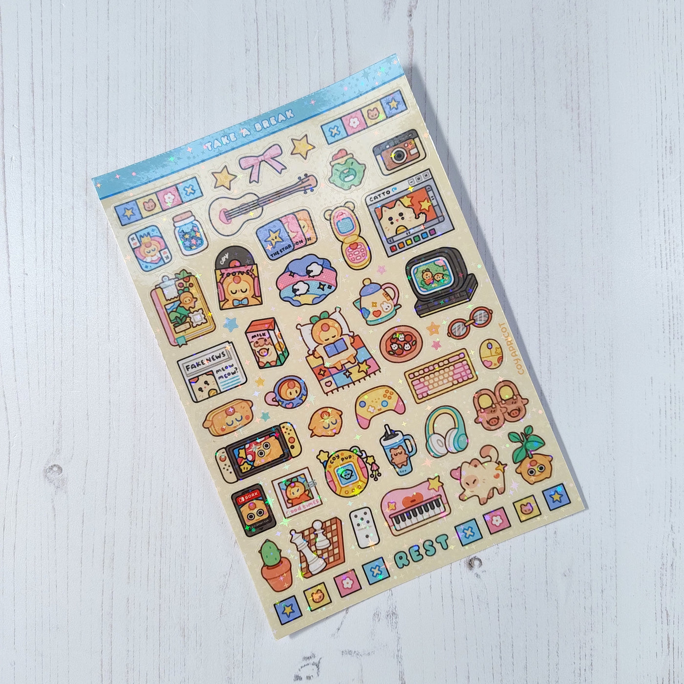 Take A Break Holographic Stickers