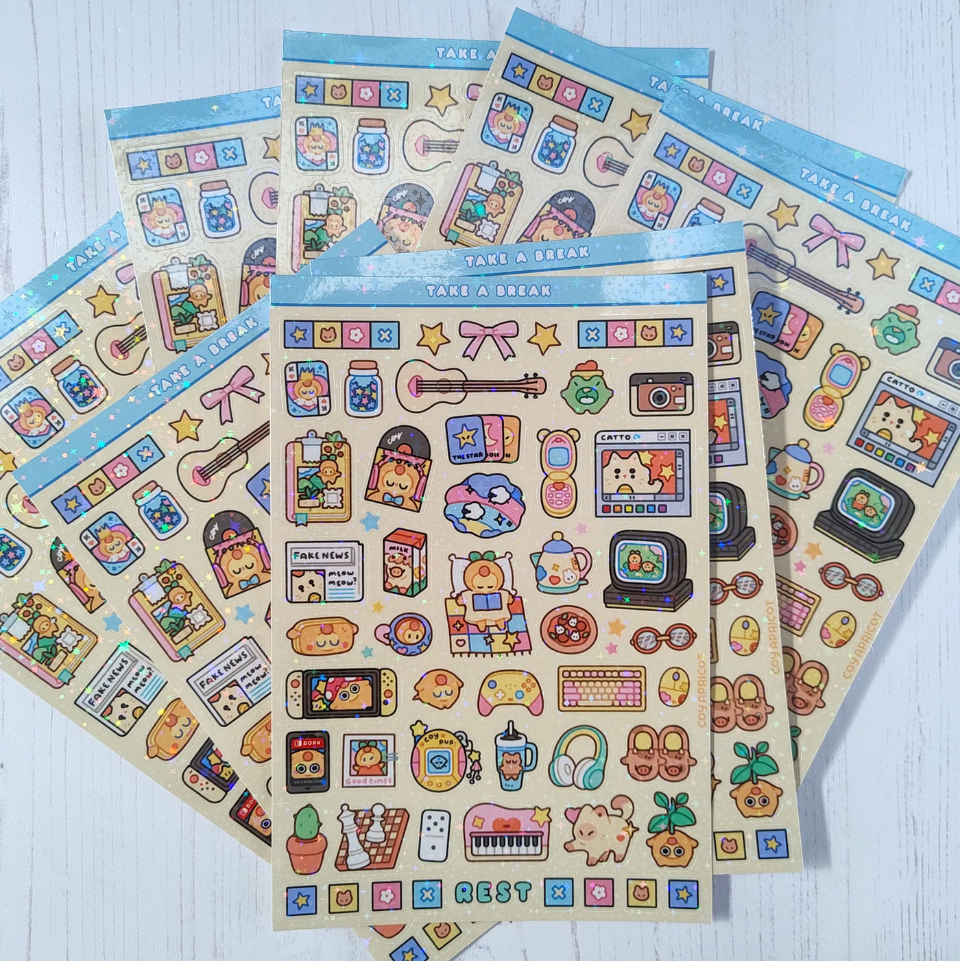 Take A Break Holographic Stickers