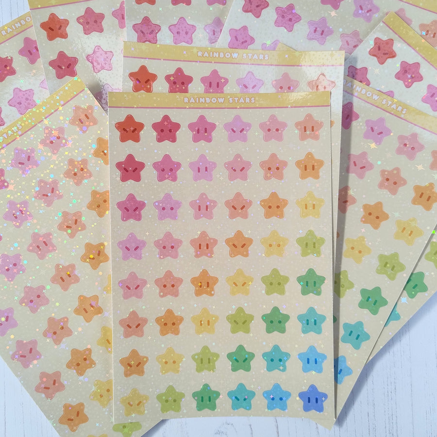 Rainbow Stars Holographic Stickers