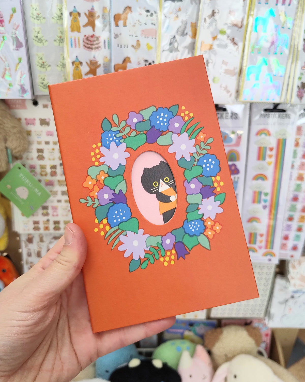 Sumi Cat Flower Wreath Notebook