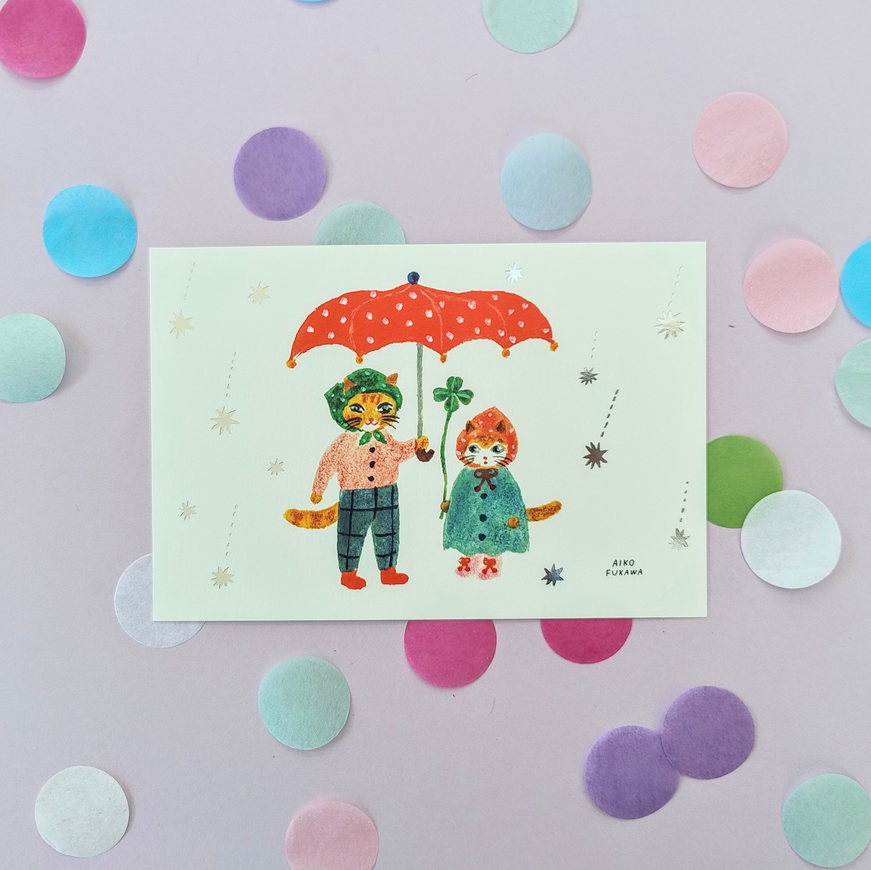 Cat Umbrella Postcard