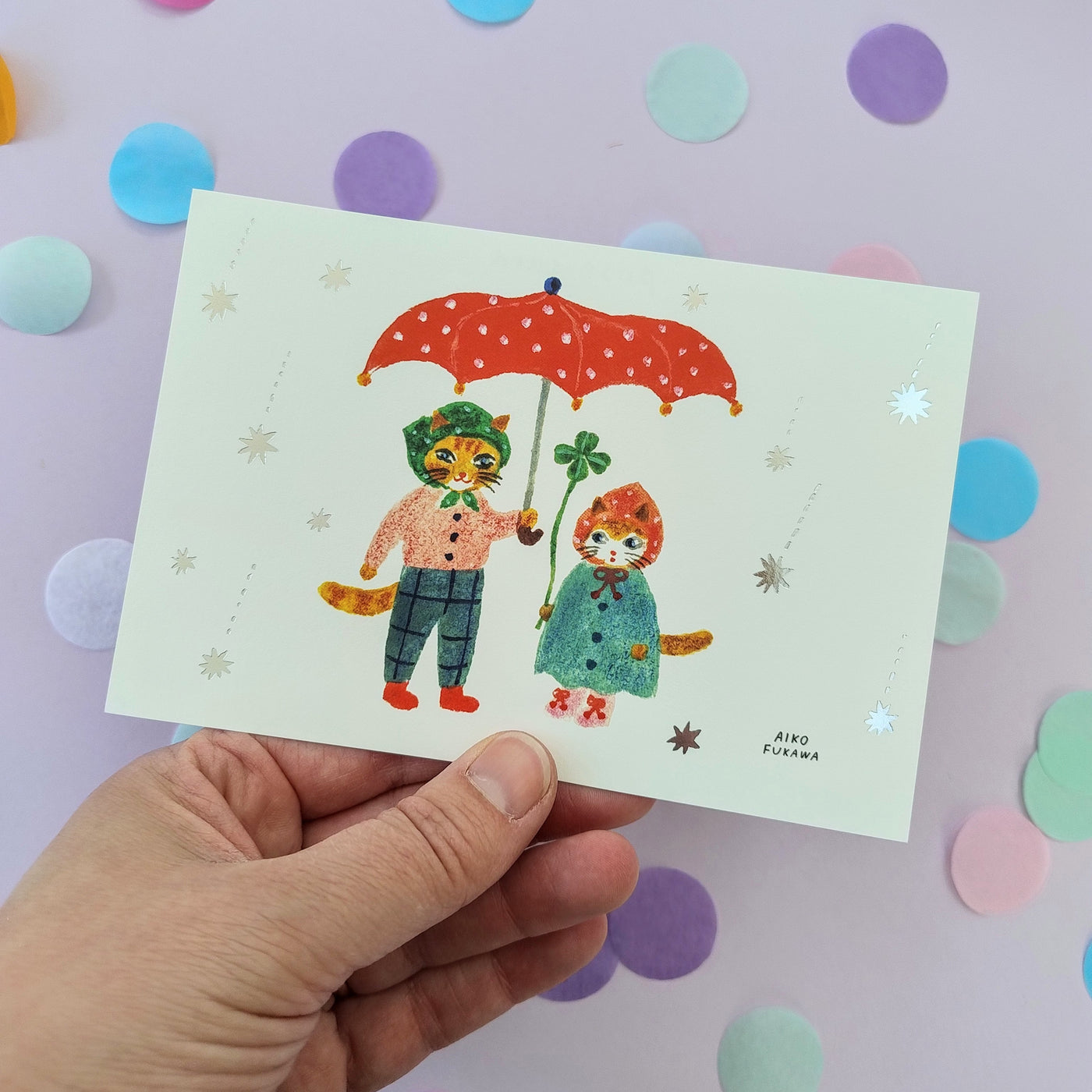 Cat Umbrella Postcard