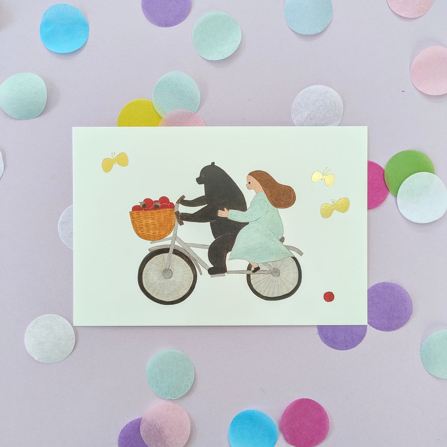 Bear and Bicycle Postcard