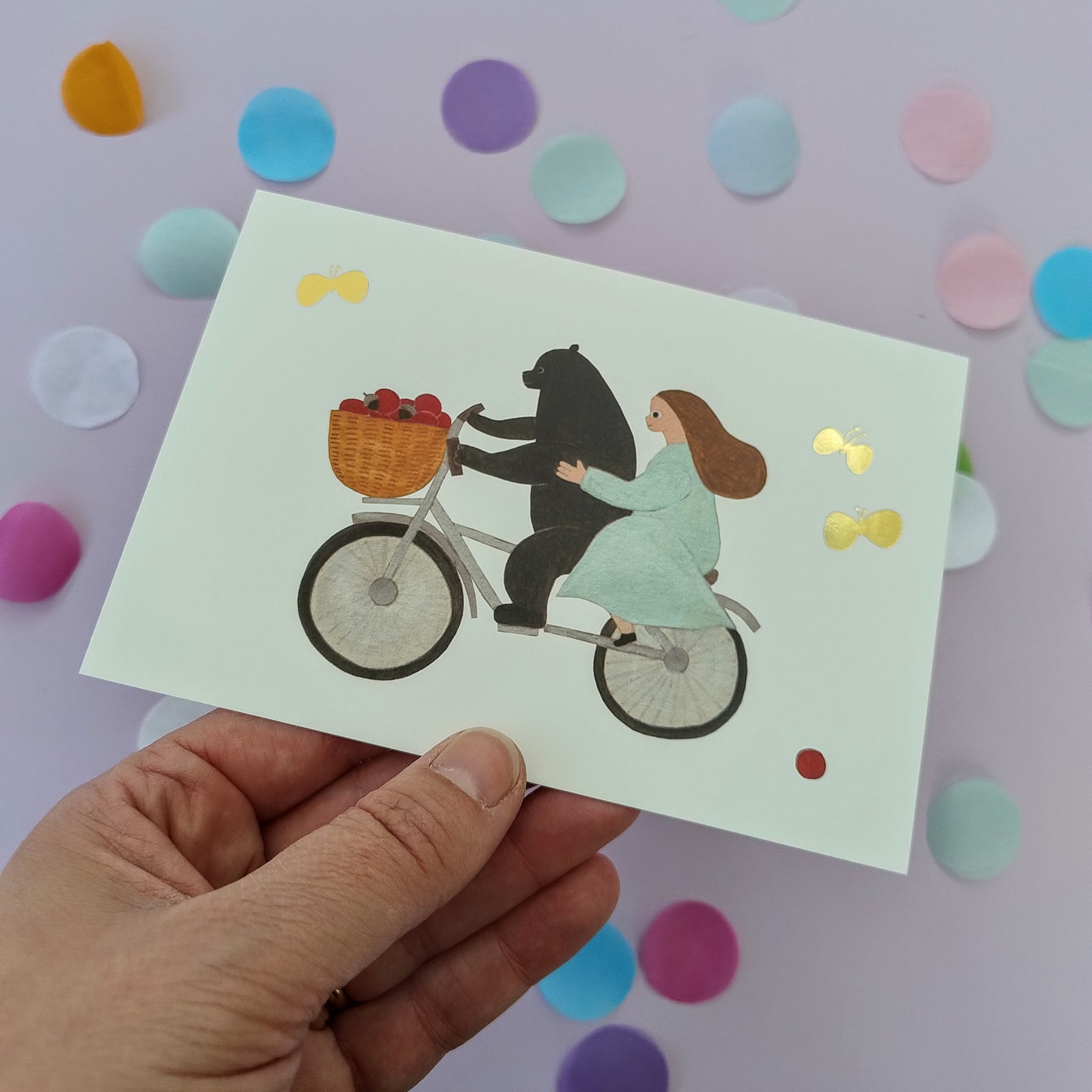 Bear and Bicycle Postcard