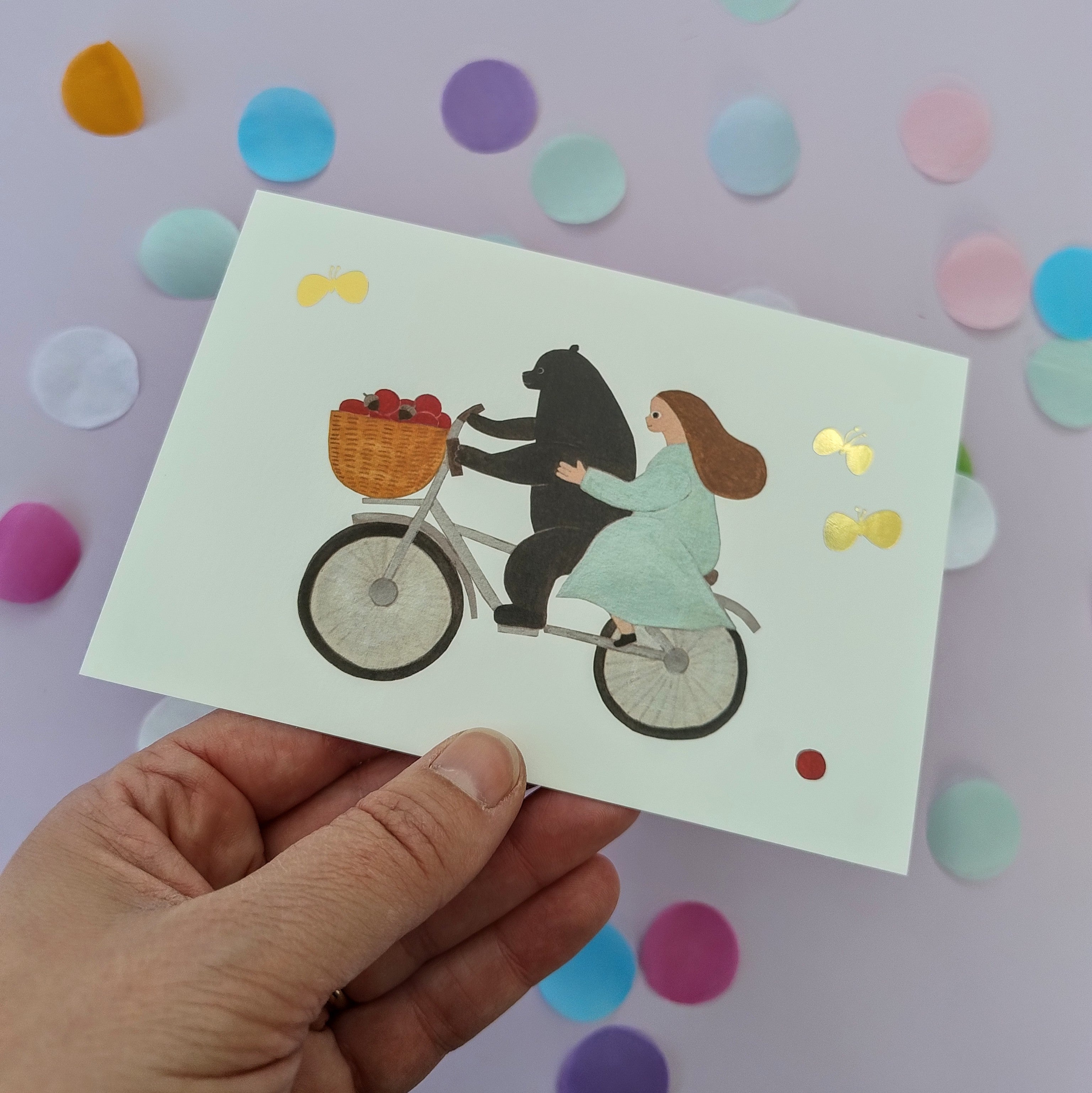 Bear and Bicycle Postcard