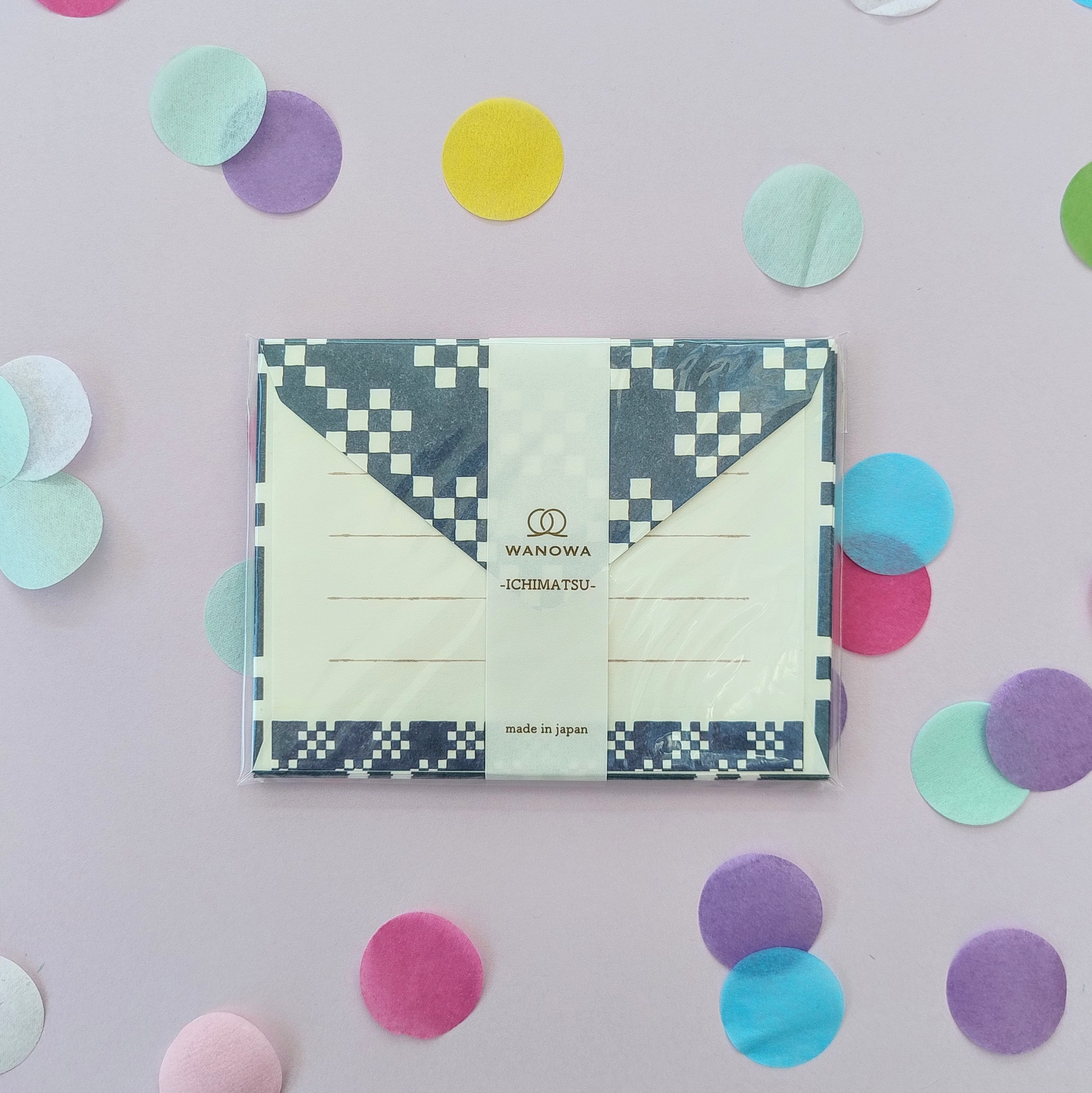 Indigo Check Mini Letter Set