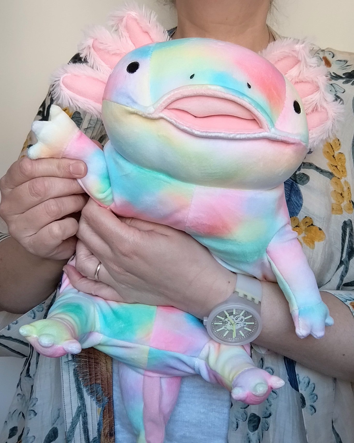 Large Rainbow Mochi Axolotl (38 cm)