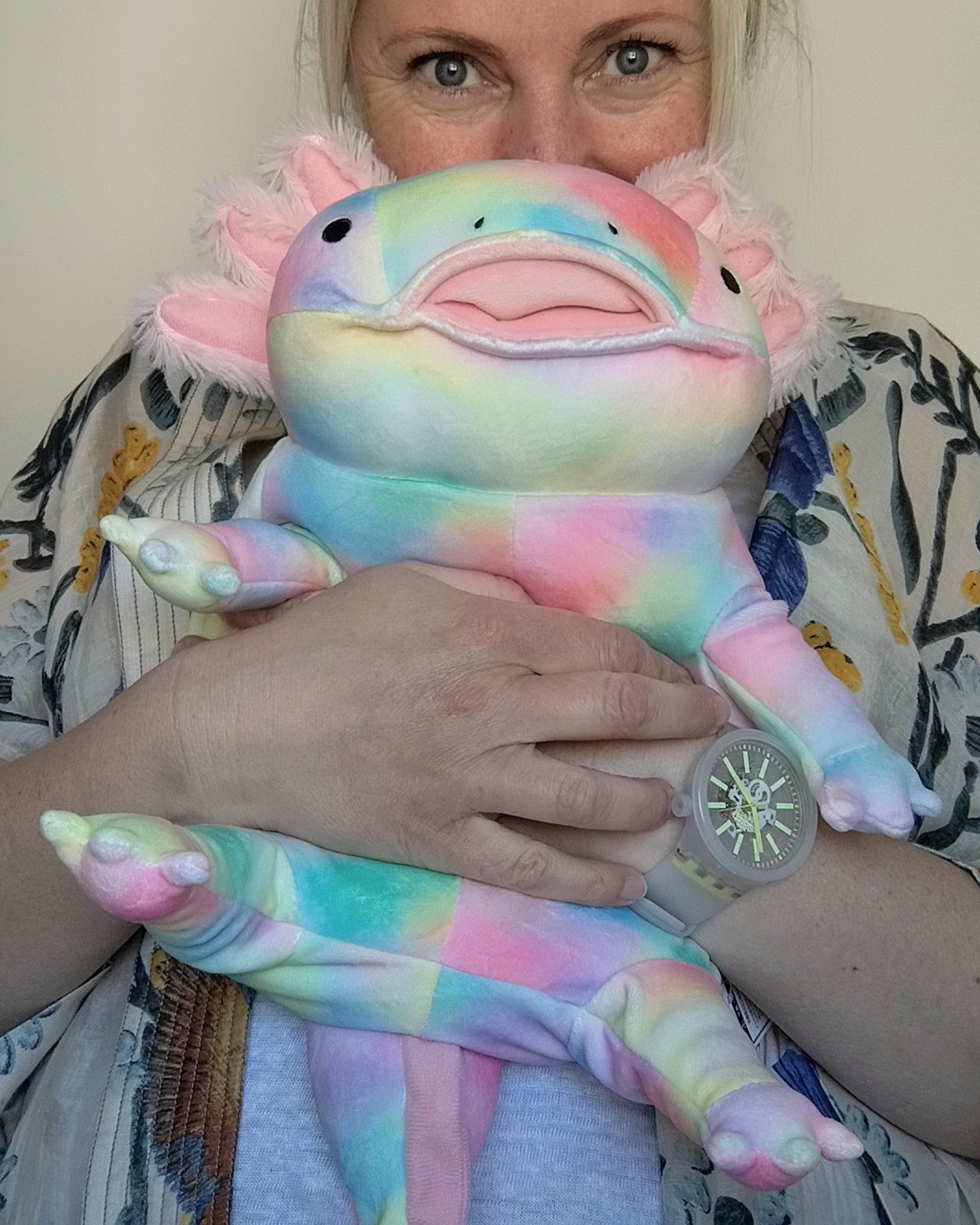 Large Rainbow Mochi Axolotl (38 cm)
