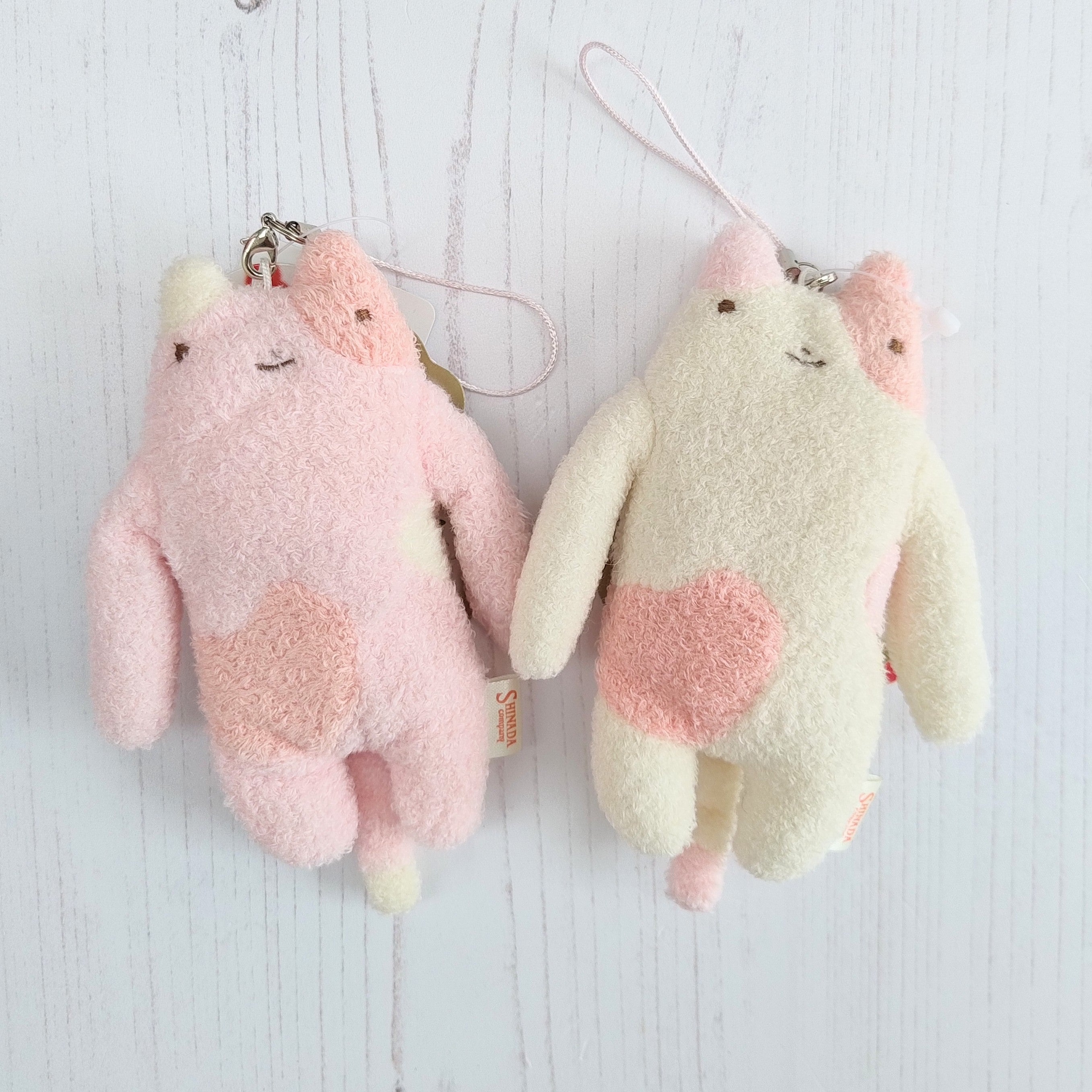 Fumofumo San Mini Pink and White Calico Cat Keychain (12cm)