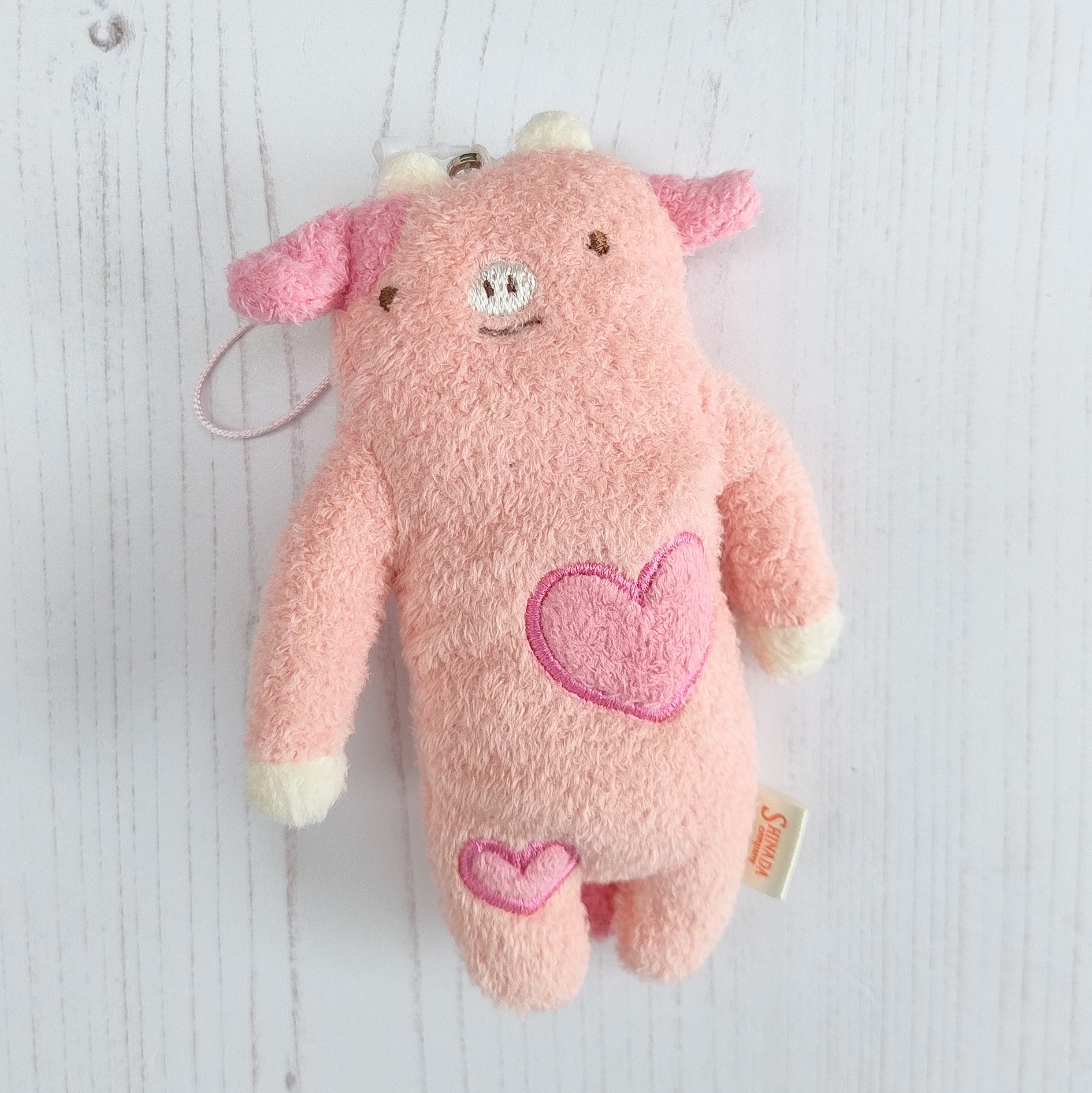 Fumofumo San Mini Pink Cow with Hearts Keychain (12cm)