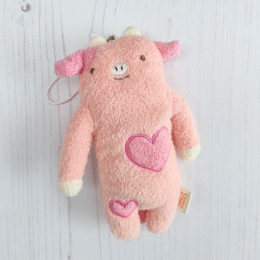 Fumofumo San Mini Pink Cow with Hearts Keychain (12cm)