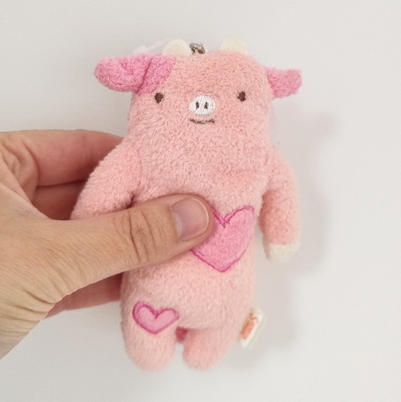 Fumofumo San Mini Pink Cow with Hearts Keychain (12cm)