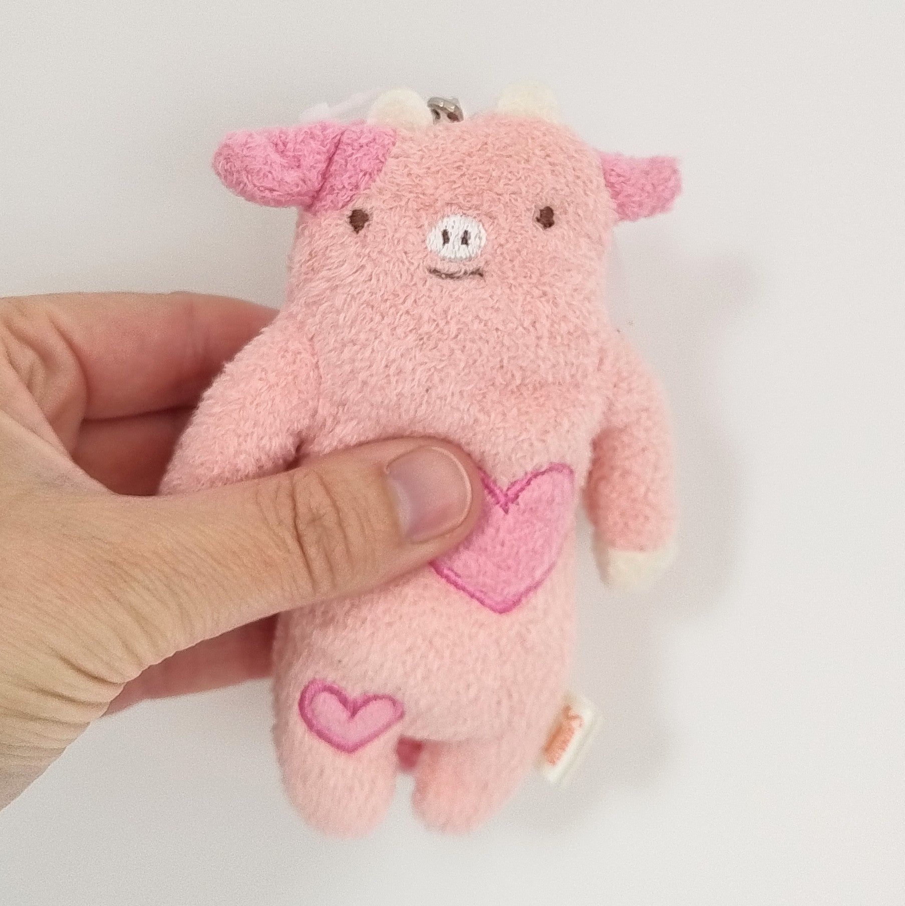 Fumofumo San Mini Pink Cow with Hearts Keychain (12cm)