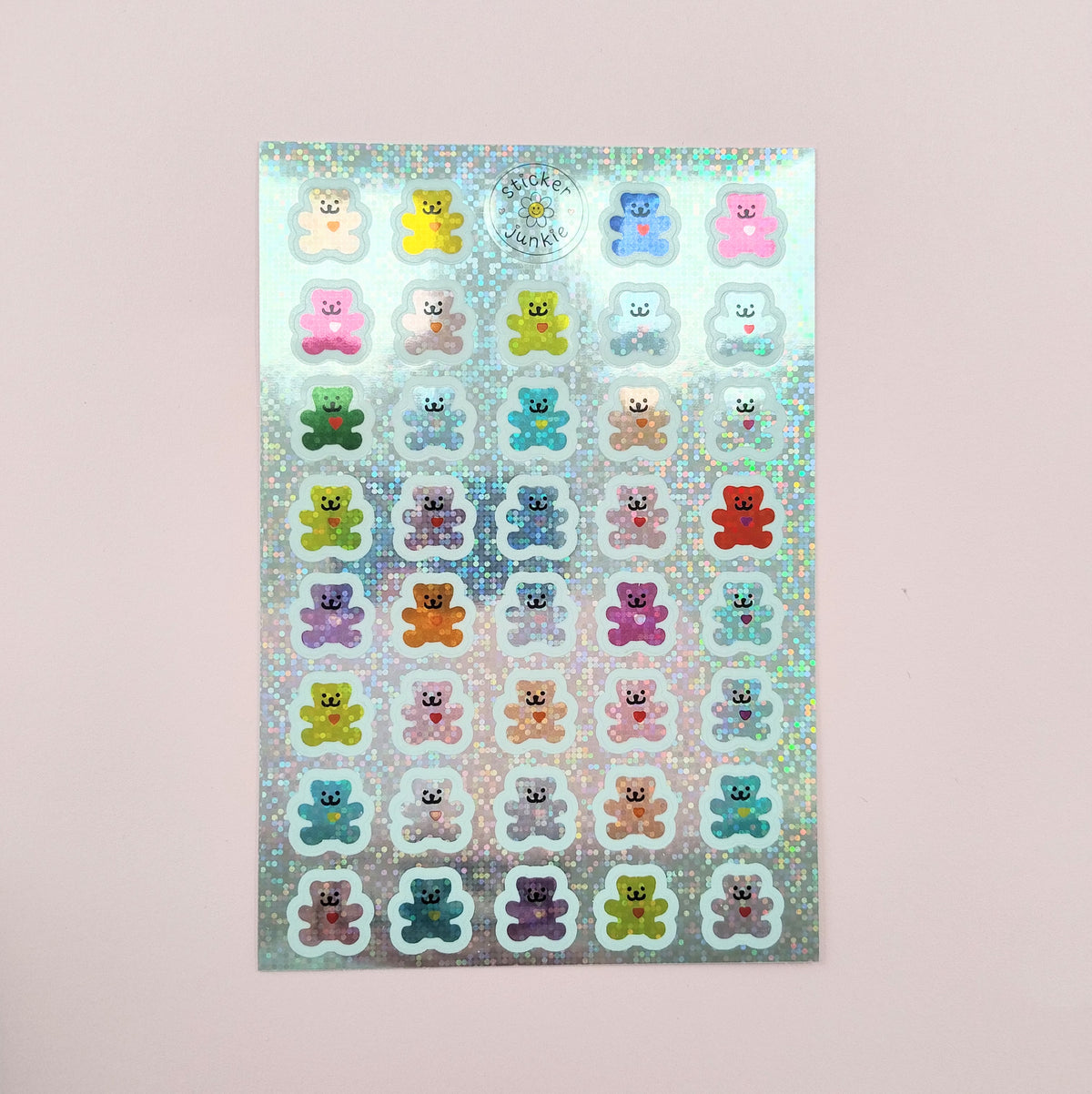 Vintage Rainbow Sparkle Bears Sticker Sheet