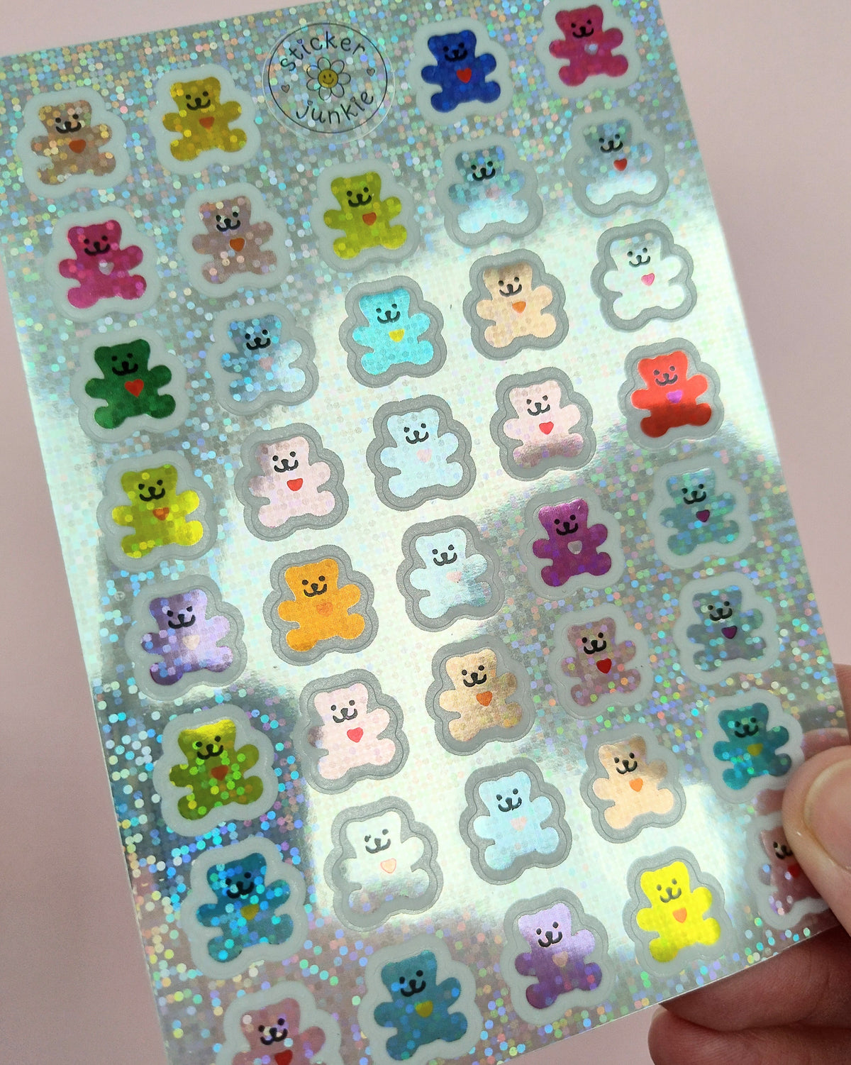 Vintage Rainbow Sparkle Bears Sticker Sheet