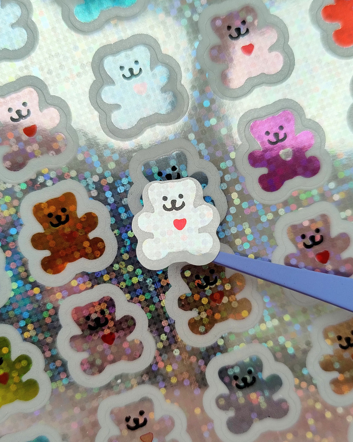 Vintage Rainbow Sparkle Bears Sticker Sheet
