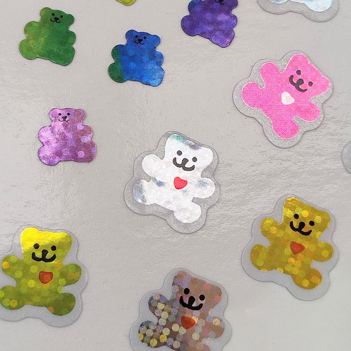 Vintage Rainbow Sparkle Bears Sticker Sheet