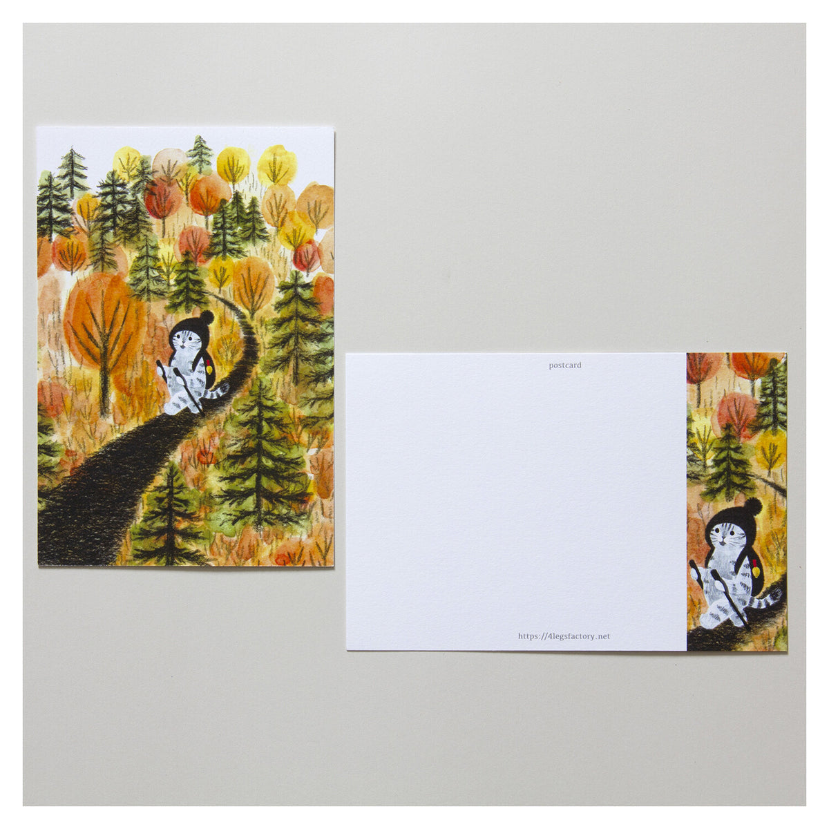 Autumn Cat Postcard