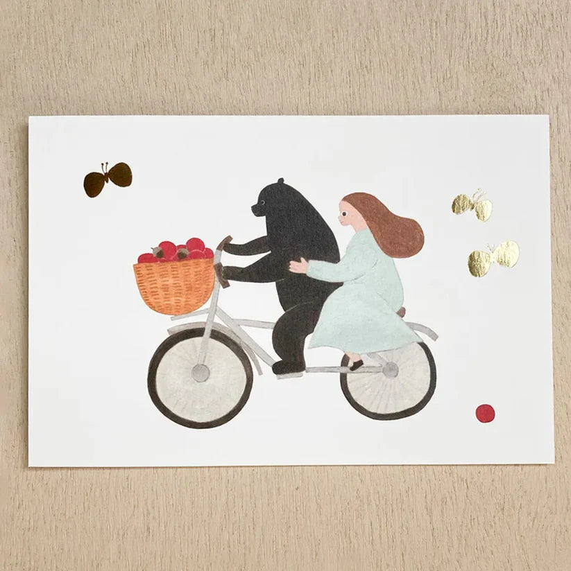 Bear and Bicycle Postcard