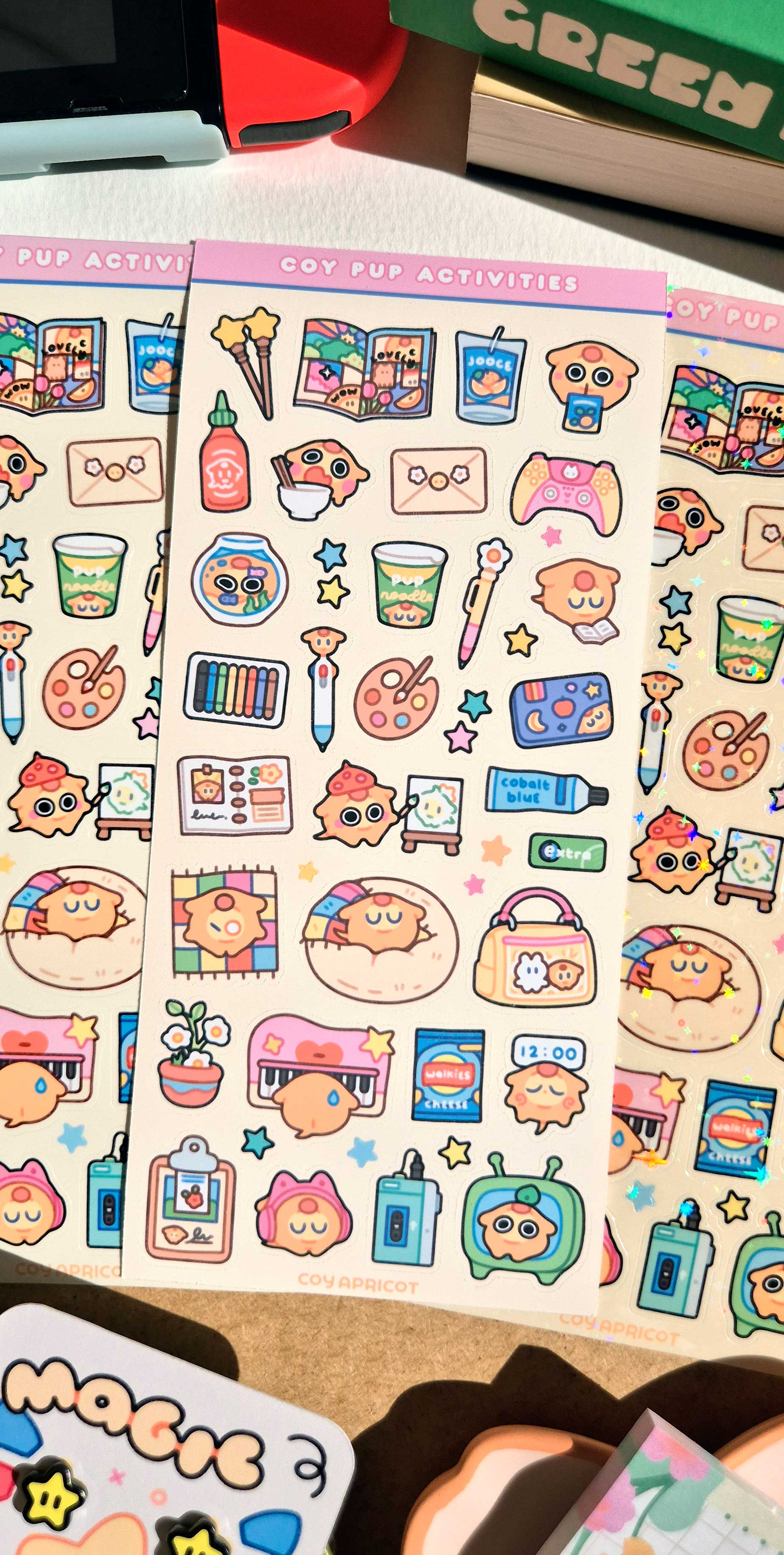 Coy Pup Activities Holographic Stickers