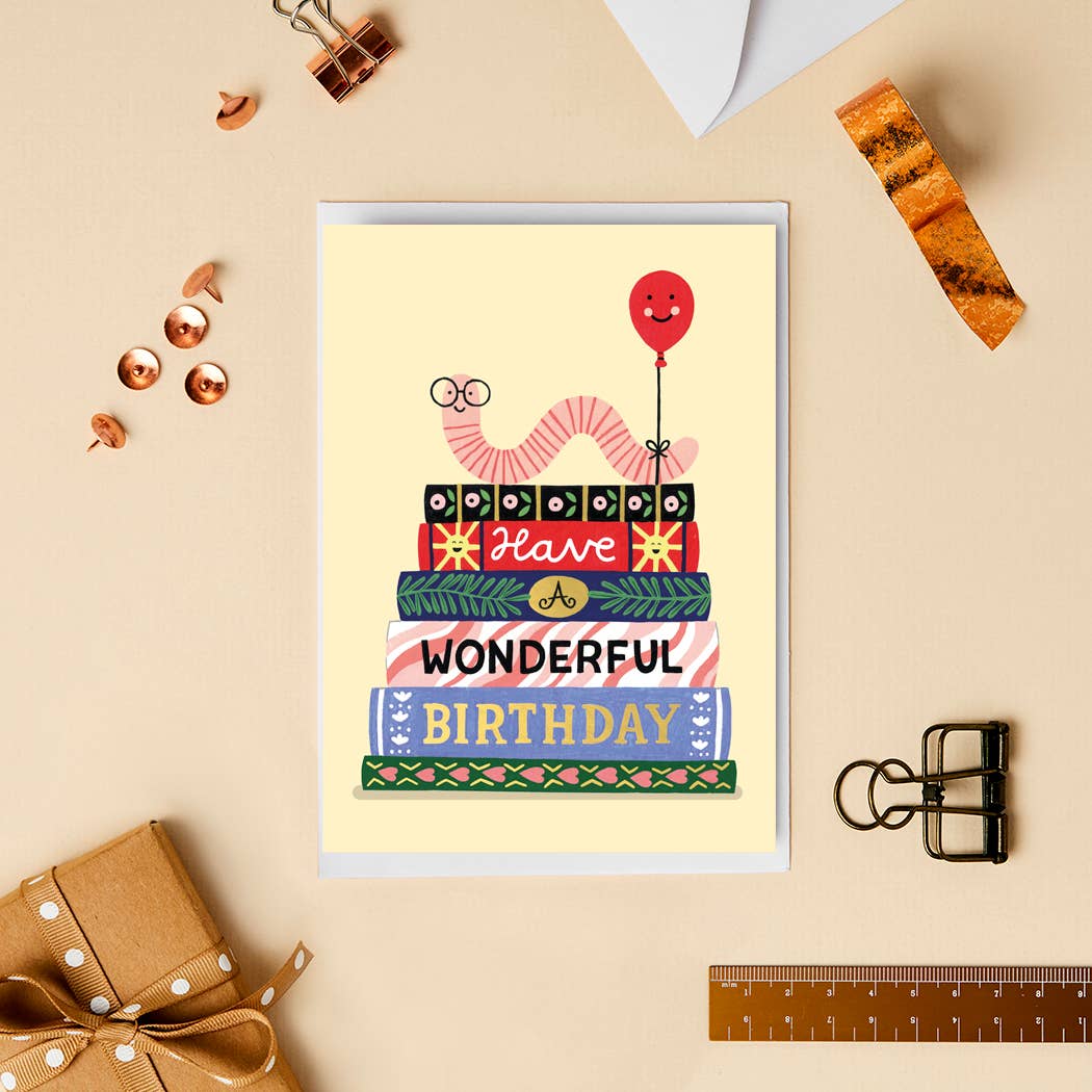 Bookworm Birthday Card