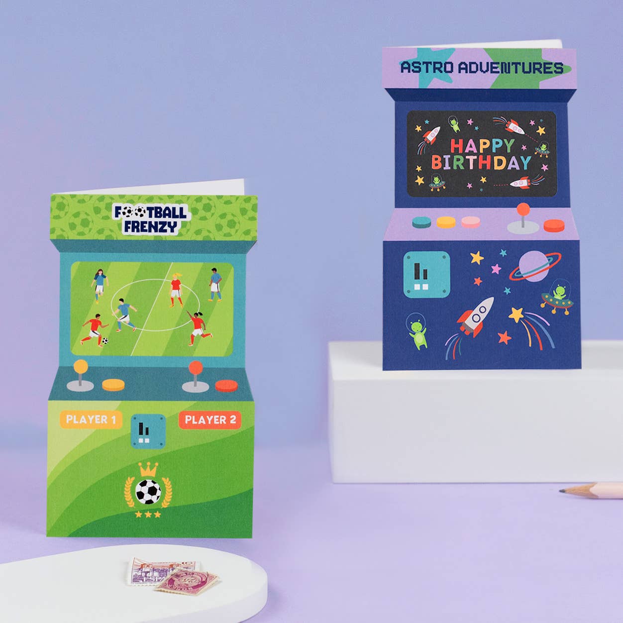 Astro Adventures Arcade Game Birthday Card