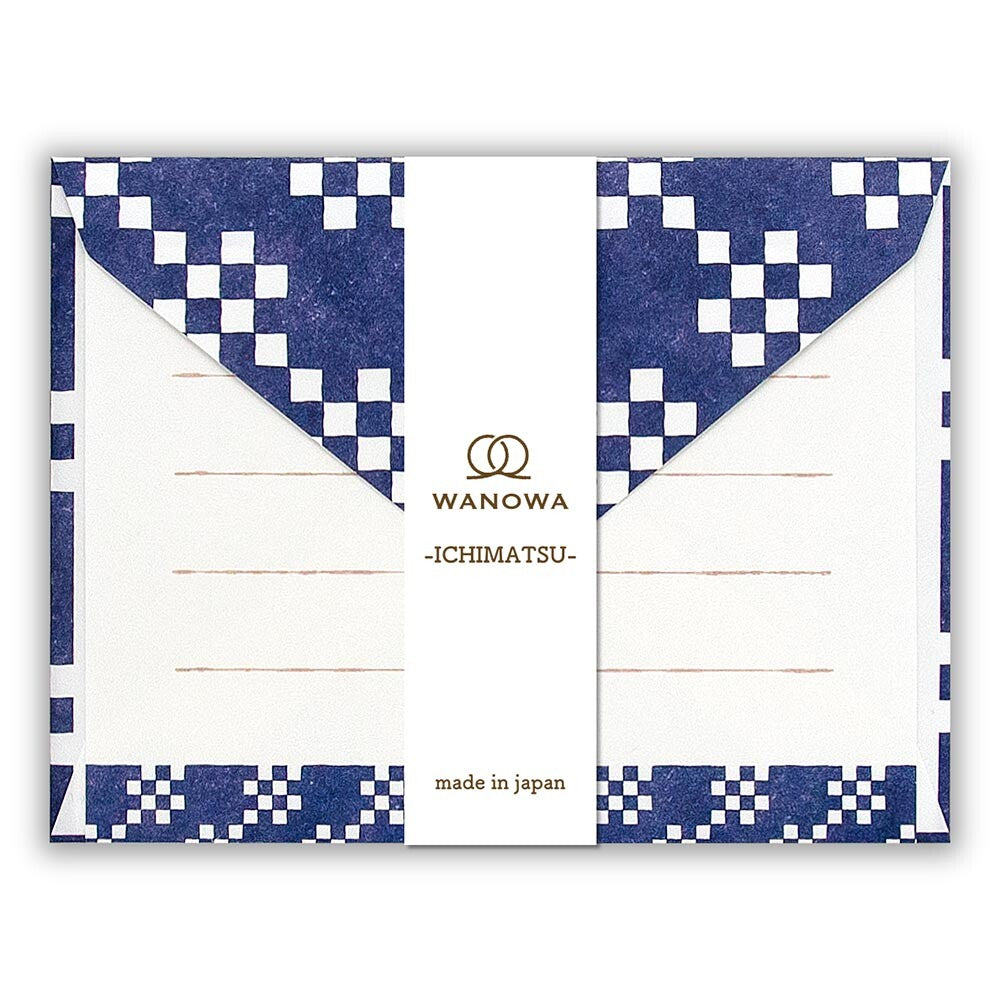 Indigo Check Mini Letter Set