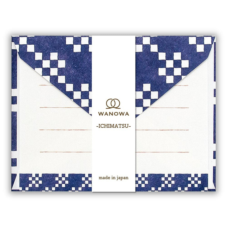 Indigo Check Mini Letter Set